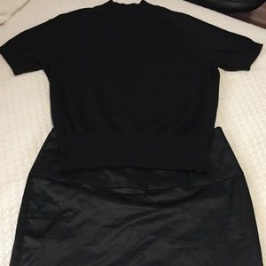 LB Black Satin Pencil Skirt & Silk Sweater